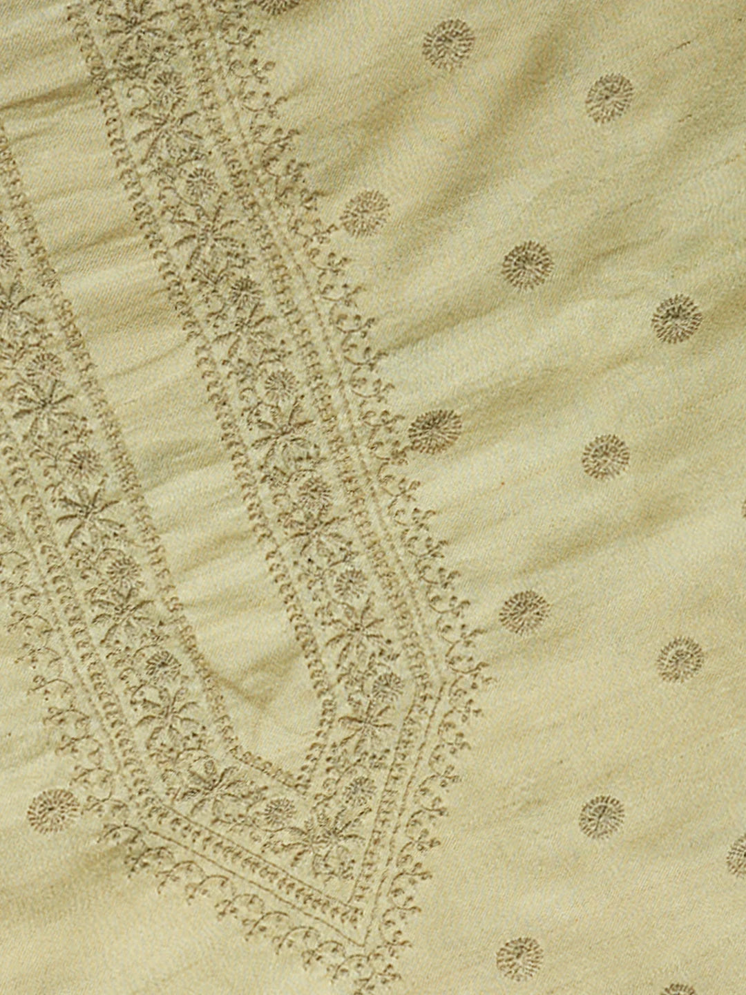 Ada Hand Embroidered Fawn Moonga Silk Lucknowi Chikankari Unstitched Men's Kurta Piece 01A698615