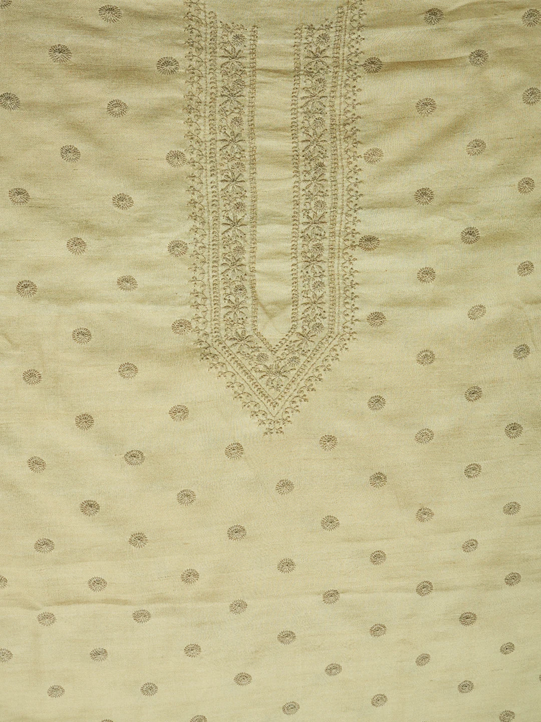 Ada Hand Embroidered Fawn Moonga Silk Lucknowi Chikankari Unstitched Men's Kurta Piece 01A698615