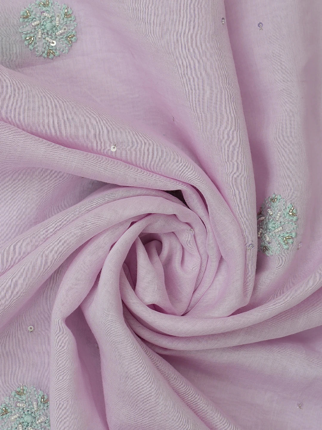 Ada Hand Embroidered Lavender Chanderi Lucknowi Chikankari Unstitched Kurta Dupatta Set With Cutdana Work 01A610212