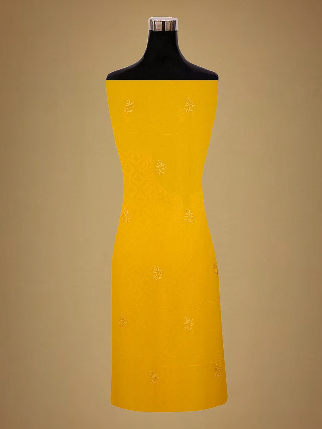 Ada Hand Embroidered Yellow Pure Georgette Lucknowi Chikankari Unstitched Kurta Dupatta Set 01A359284