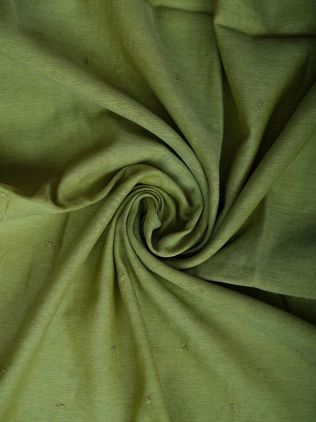 Ada Hand Embroidered Green Moonga Silk Lucknowi Chikankari Unstitched Kurta Dupatta Set With Zari Work 01A526048