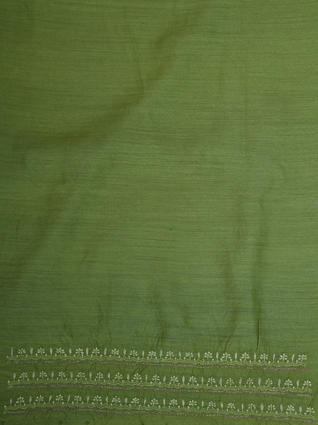 Ada Hand Embroidered Green Moonga Silk Lucknowi Chikankari Unstitched Kurta Dupatta Set With Zari Work 01A526048