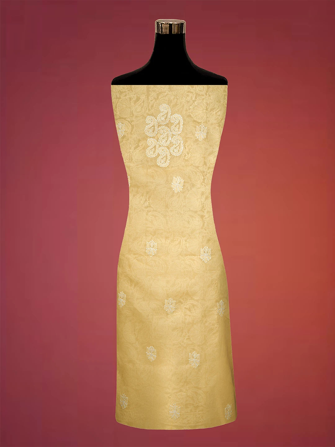Ada Hand Embroidered Fawn Cotton Lucknowi Chikankari Unstitched Kurta Piece 01A711949