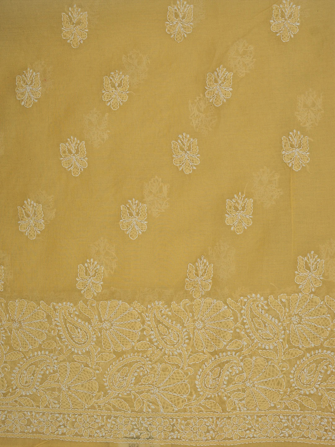 Ada Hand Embroidered Fawn Cotton Lucknowi Chikankari Unstitched Kurta Piece 01A711949