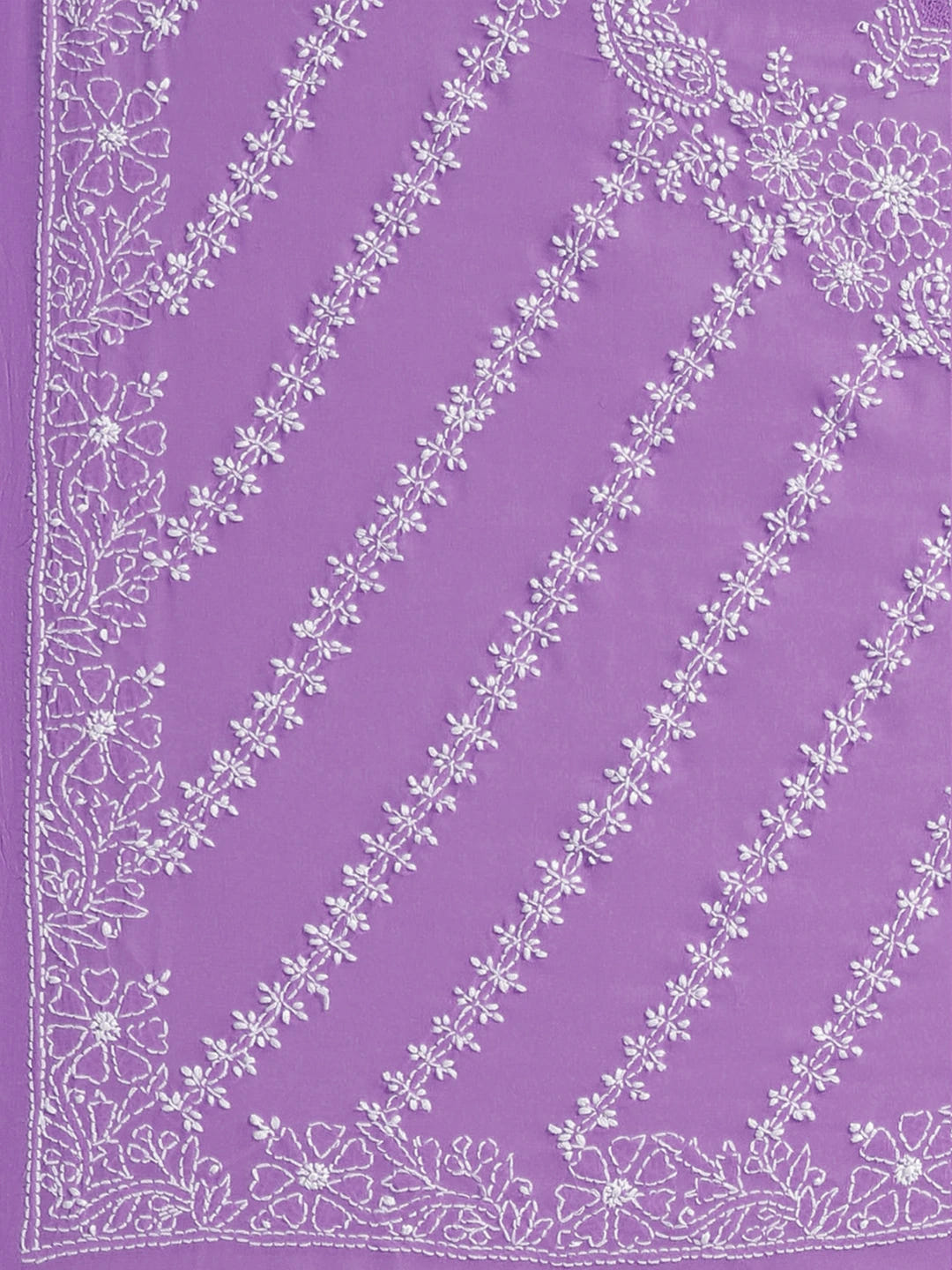 Ada Hand Embroidered Mauve Georgette Lucknowi Chikankari Saree With Blouse A130253