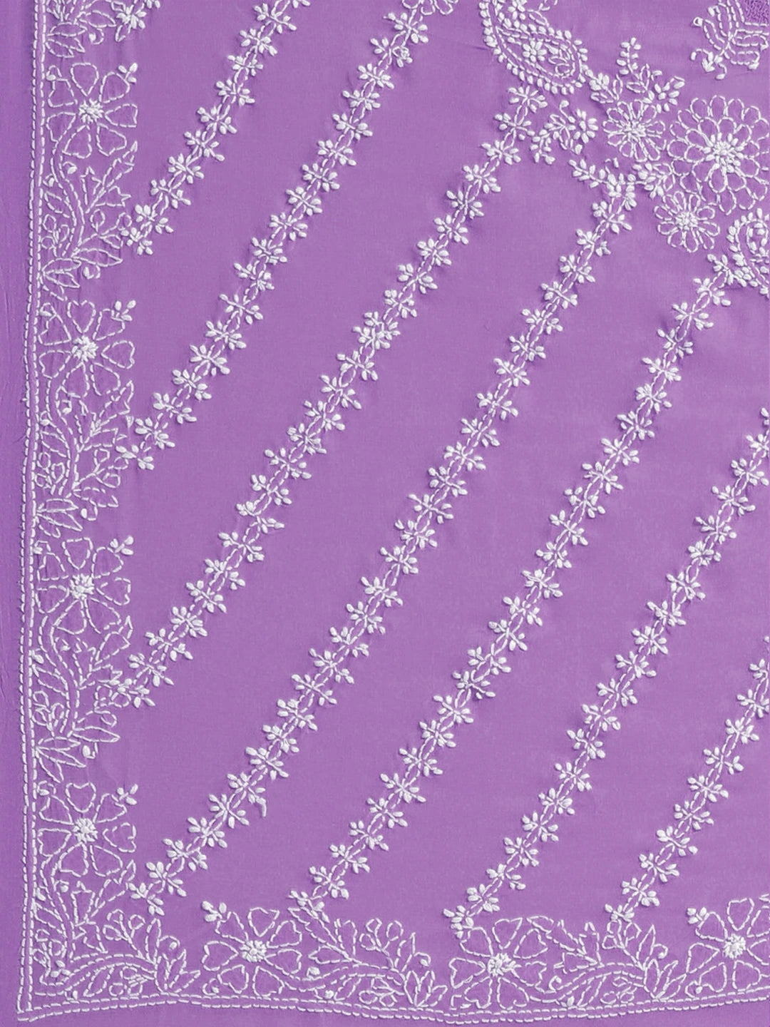 Ada Hand Embroidered Mauve Georgette Lucknowi Chikankari Saree With Blouse A130253