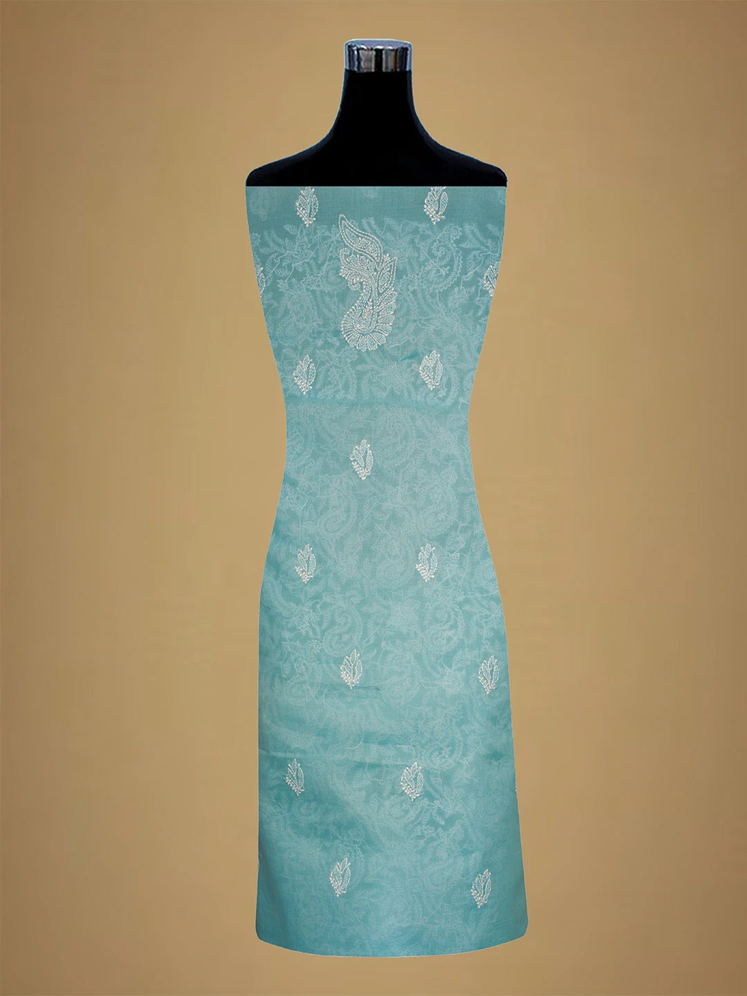 Ada Hand Embroidered Blue Cotton Lucknowi Chikankari Unstitched Kurta Piece 01A711942