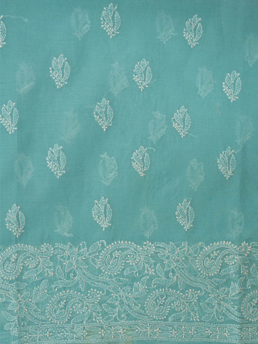 Ada Hand Embroidered Blue Cotton Lucknowi Chikankari Unstitched Kurta Piece 01A711942