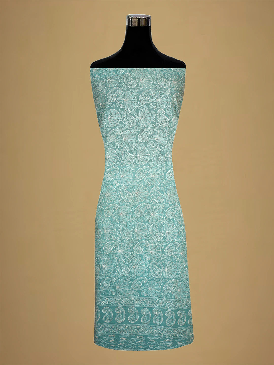 Ada Hand Embroidered Blue Cotton Lucknowi Chikankari Unstitched Kurta Piece 01A711942