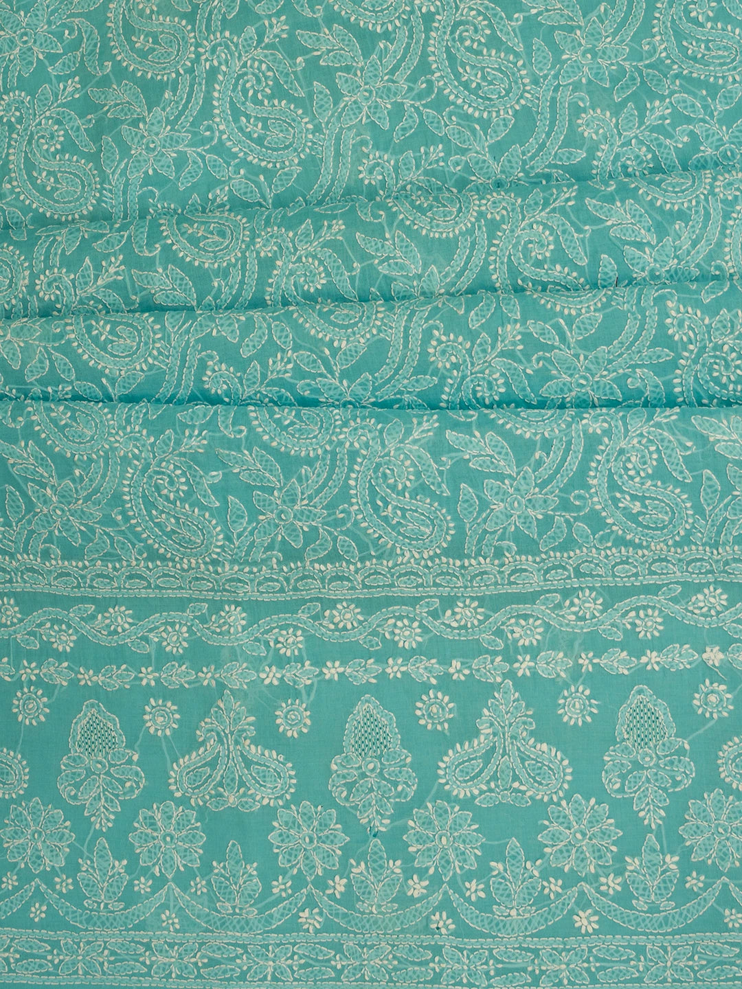 Ada Hand Embroidered Blue Cotton Lucknowi Chikankari Unstitched Kurta Piece 01A711942