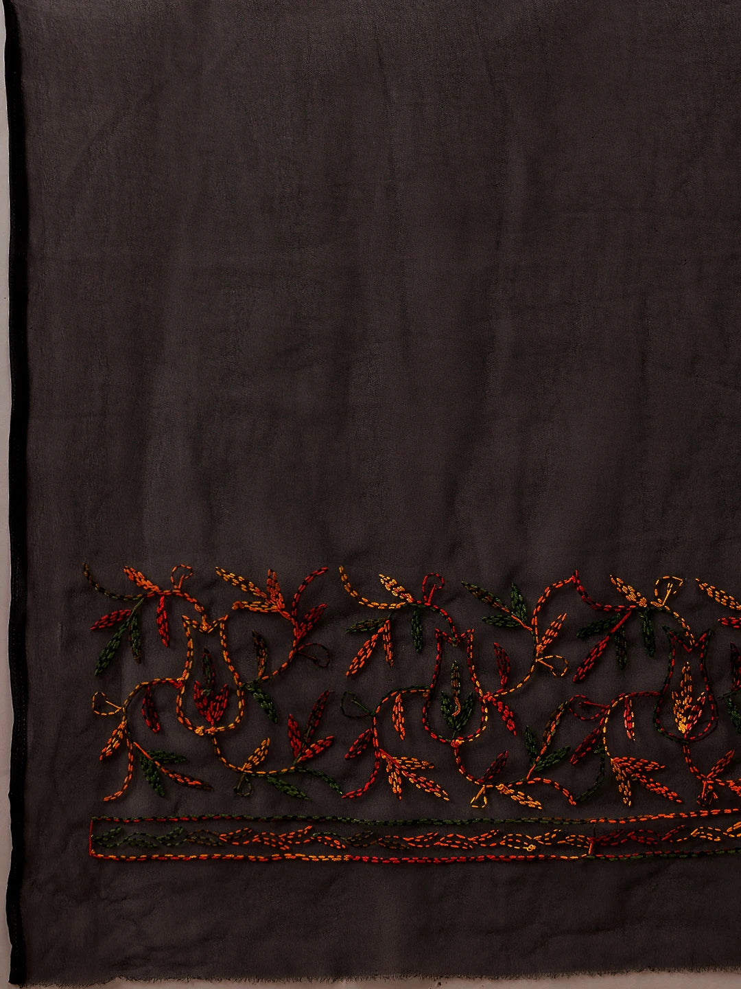 Ada Hand Embroidered Black Georgette Lucknowi Chikankari Saree With Blouse A311383