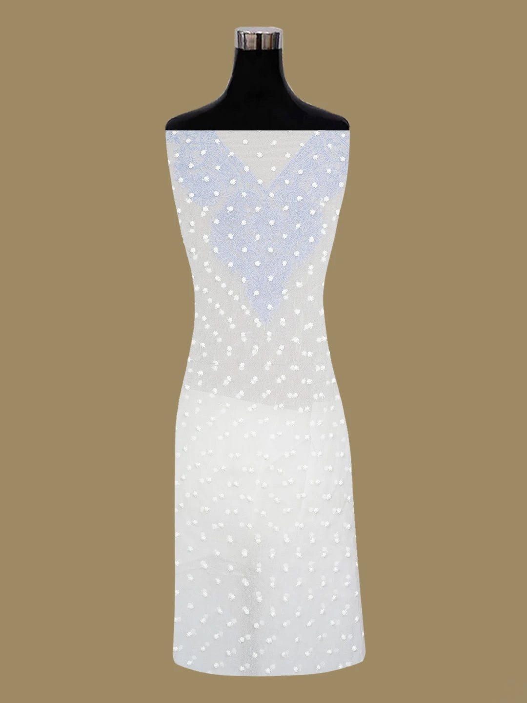 Ada Hand Embroidered White Georgette Lucknowi Chikankari Unstitched Kurta Piece 01A715942