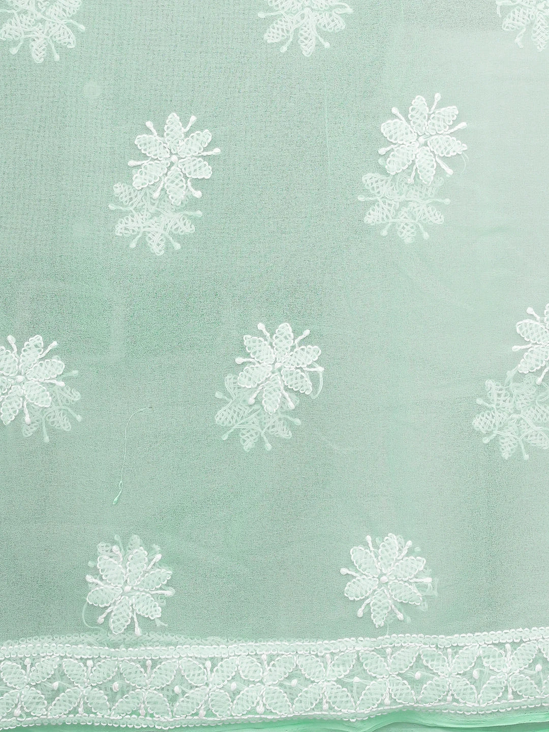 Ada Hand Embroidered Sea Green Georgette Lucknowi Chikankari Unstitched Kurta Piece 01A715912