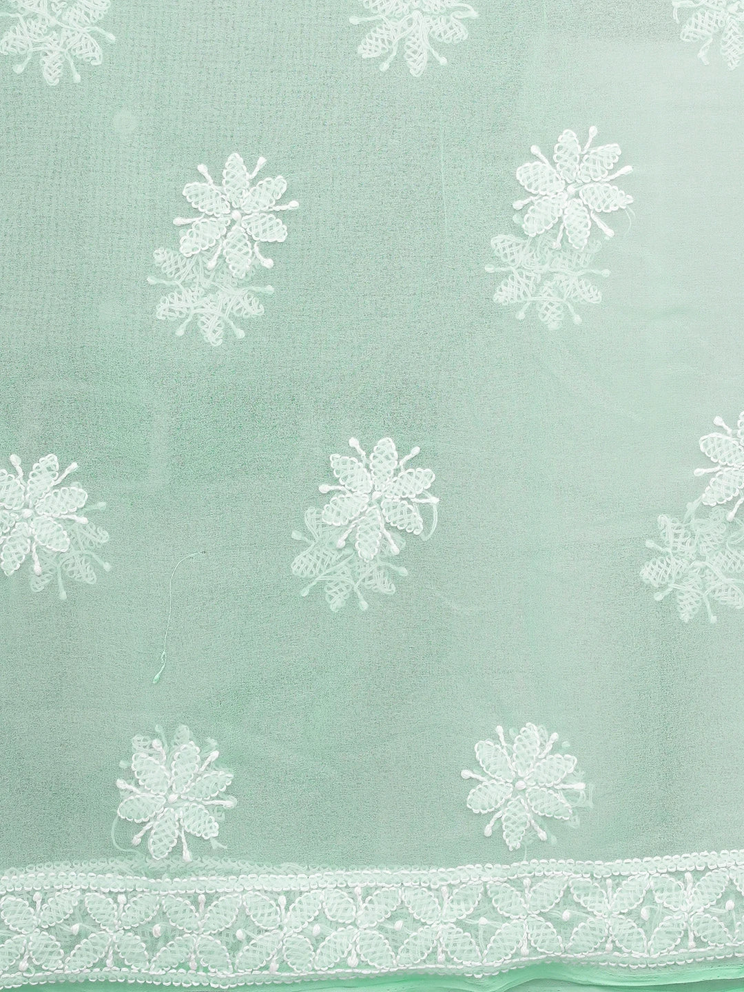 Ada Hand Embroidered Sea Green Georgette Lucknowi Chikankari Unstitched Kurta Piece 01A715912