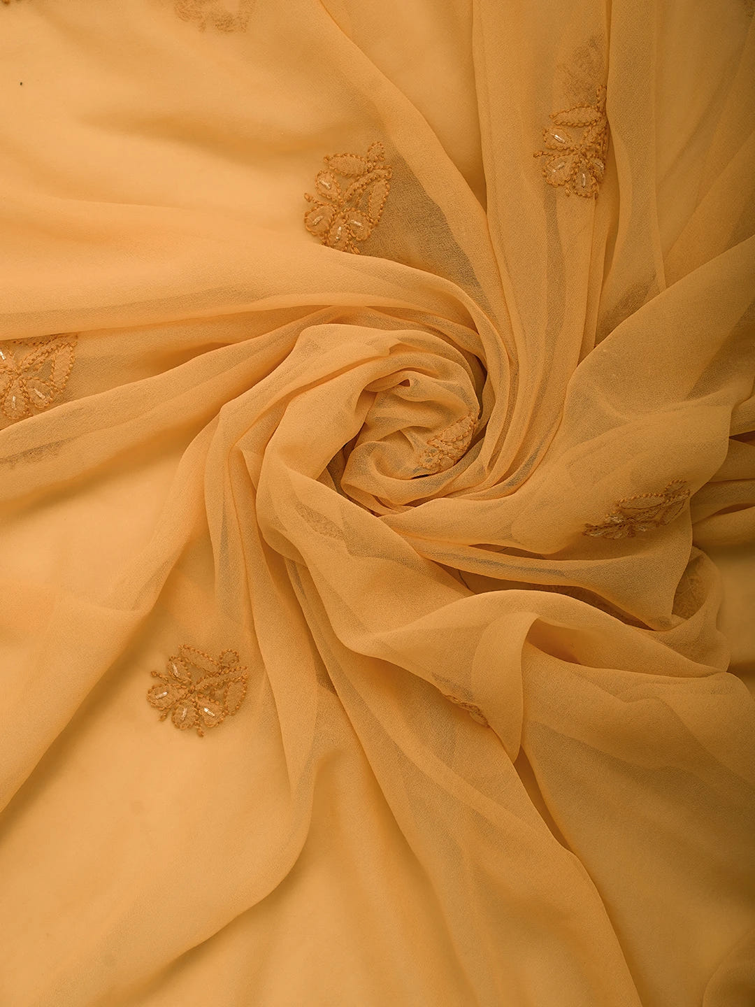 Ada Hand Embroidered Fawn Georgette Lucknowi Chikankari Unstitched Suit Piece With Cutdana Work 01A713298