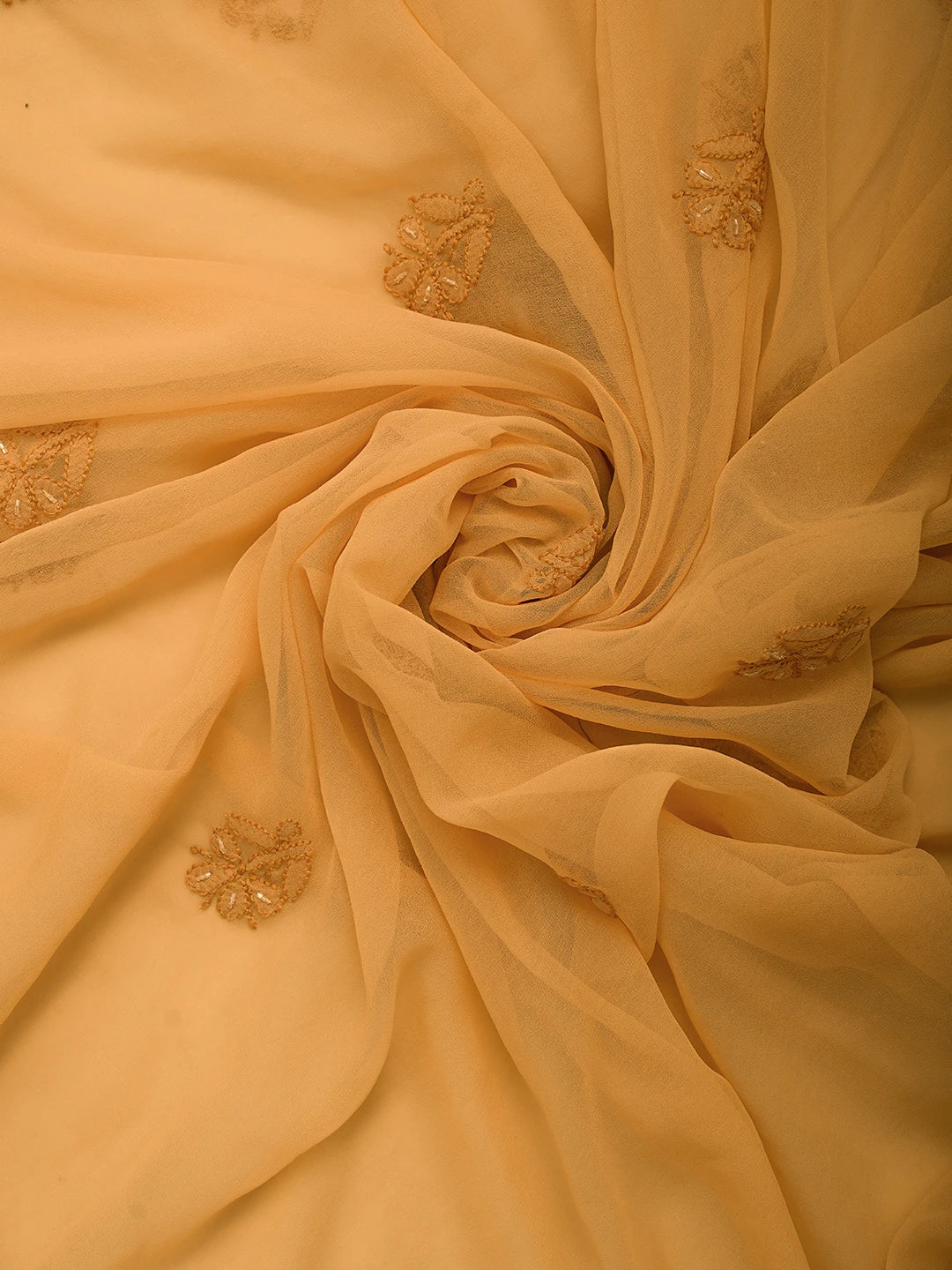 Ada Hand Embroidered Fawn Georgette Lucknowi Chikankari Unstitched Suit Piece With Cutdana Work 01A713298