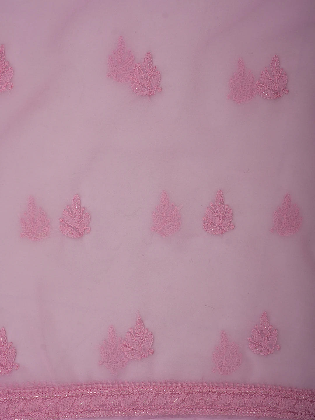 Ada Hand Embroidered Pink Georgette Lucknowi Chikankari Unstitched Suit Piece With Cutdana Work 01A713294