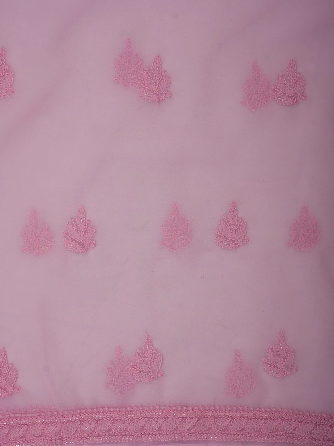 Ada Hand Embroidered Pink Georgette Lucknowi Chikankari Unstitched Suit Piece With Cutdana Work 01A713294