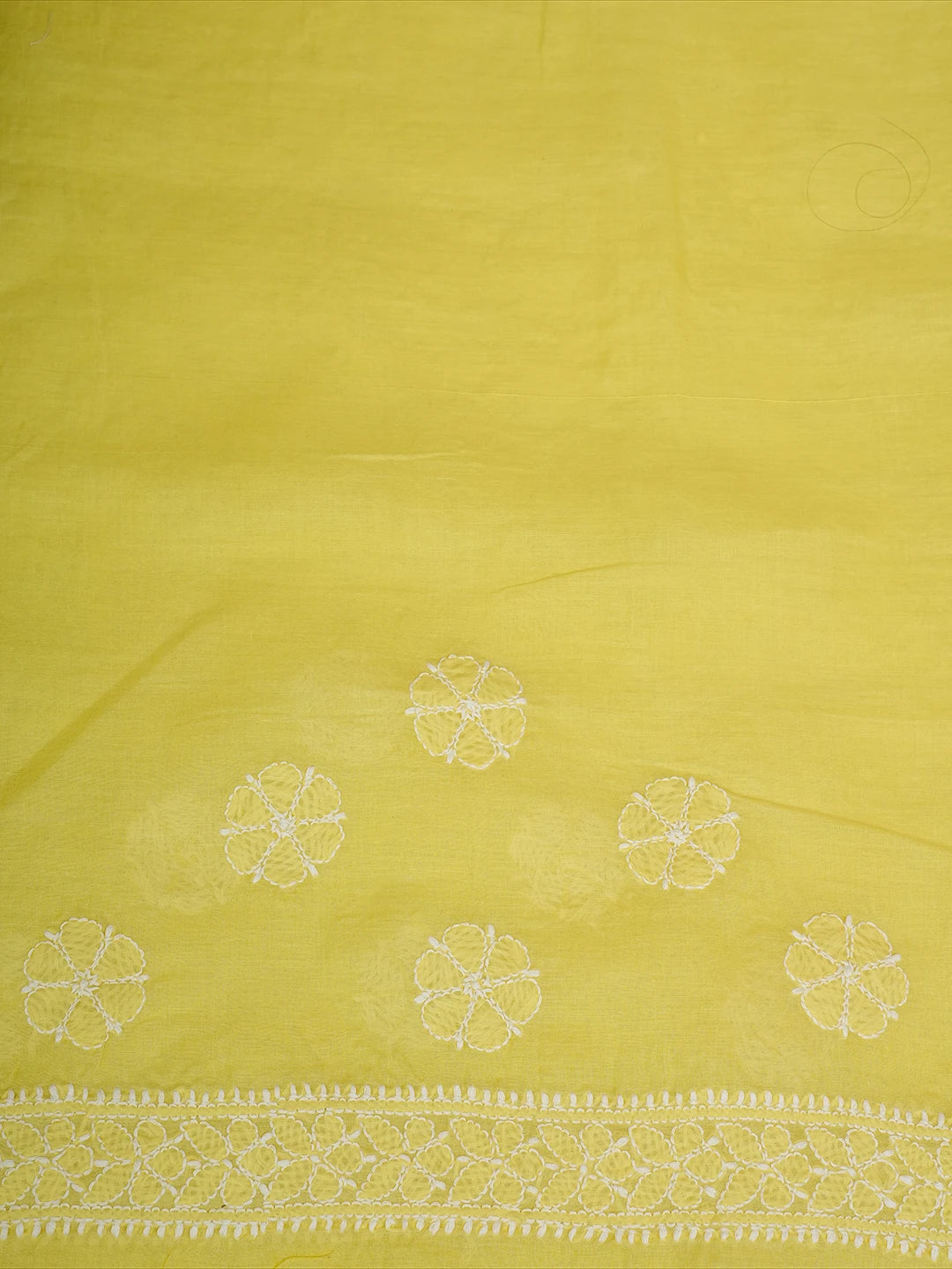 Ada Hand Embroidered Icterine Yellow Cotton Lucknowi Chikankari Saree and Blouse 01A713073