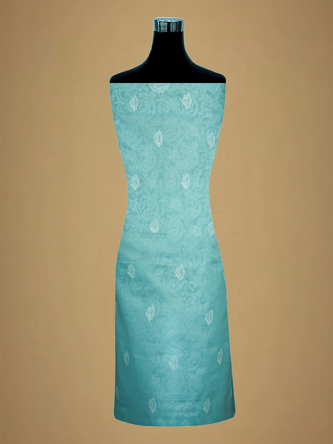 Ada Hand Embroidered Blue Cotton Lucknowi Chikankari Unstitched Kurta Piece 01A711941
