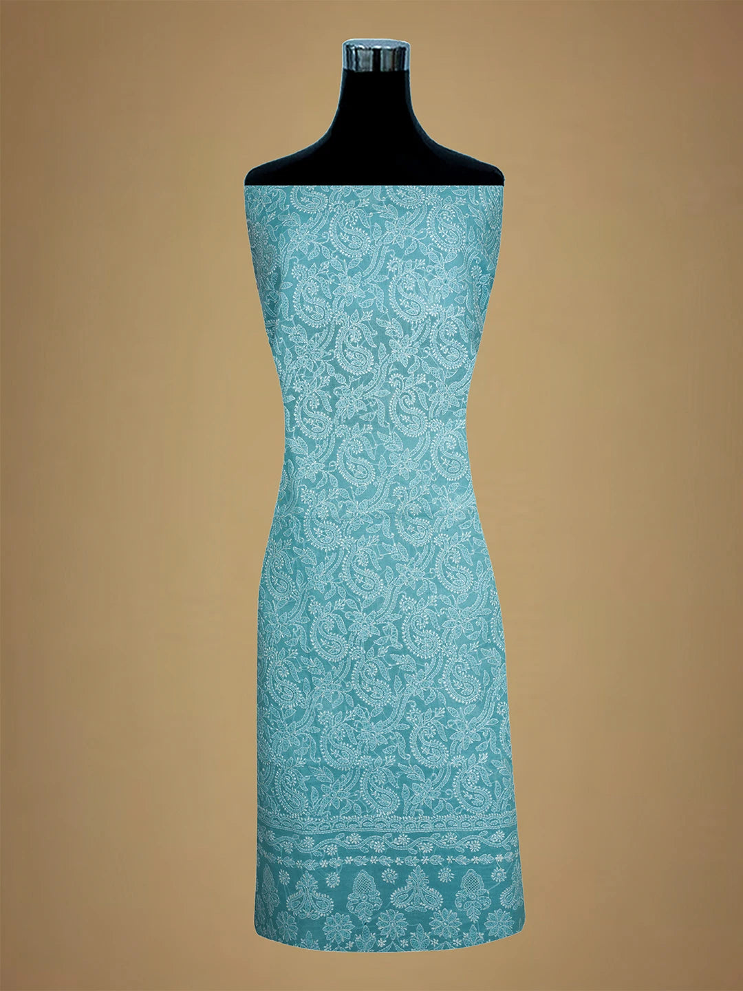 Ada Hand Embroidered Blue Cotton Lucknowi Chikankari Unstitched Kurta Piece 01A711941