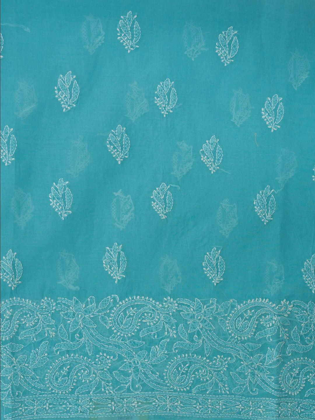 Ada Hand Embroidered Blue Cotton Lucknowi Chikankari Unstitched Kurta Piece 01A711941