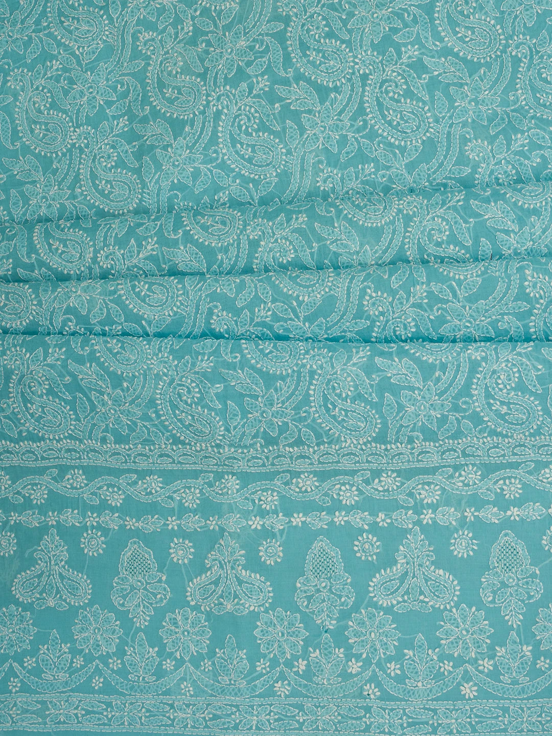 Ada Hand Embroidered Blue Cotton Lucknowi Chikankari Unstitched Kurta Piece 01A711941