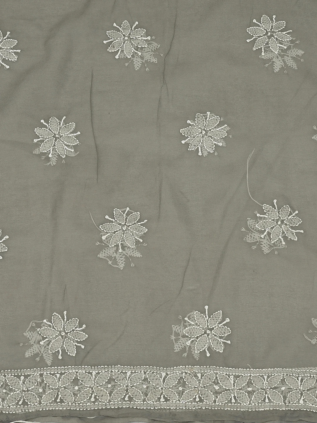Ada Hand Embroidered Grey Georgette Lucknowi Chikankari Unstitched Kurta Piece 01A715904