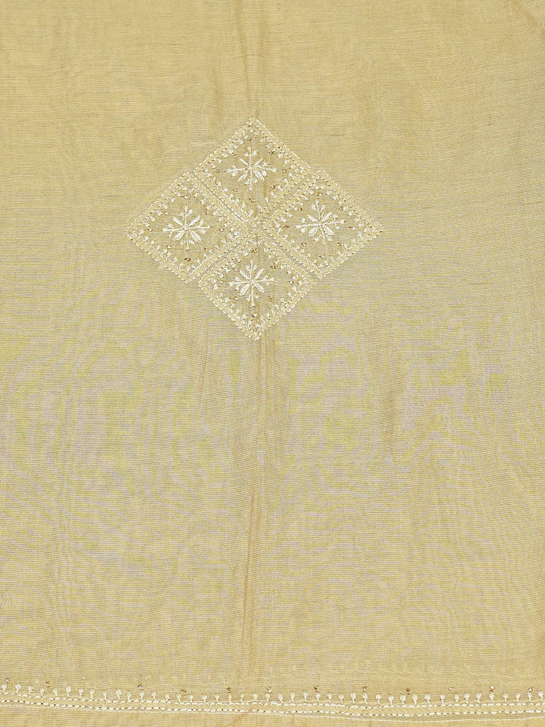 Ada Hand Embroidered Fawn Tissue Lucknowi Chikankari Semi-Stitched Kurta Piece With Mukaish Work 01A572151