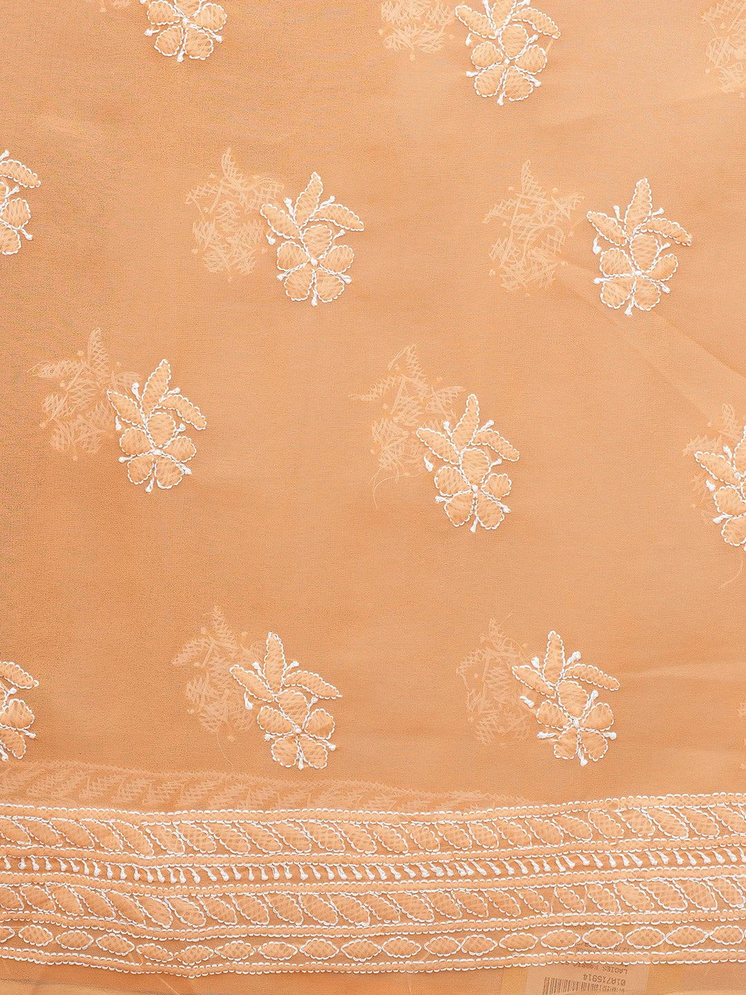 Ada Hand Embroidered Orange Georgette Lucknowi Chikankari Unstitched Kurta Piece 01A715914