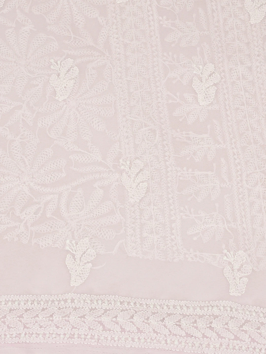 Ada Hand Embroidered Baby Pink Georgette Lucknowi Chikankari Unstitched Kurta Piece 01A715918