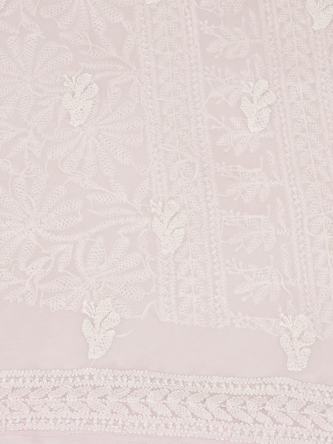 Ada Hand Embroidered Baby Pink Georgette Lucknowi Chikankari Unstitched Kurta Piece 01A715918