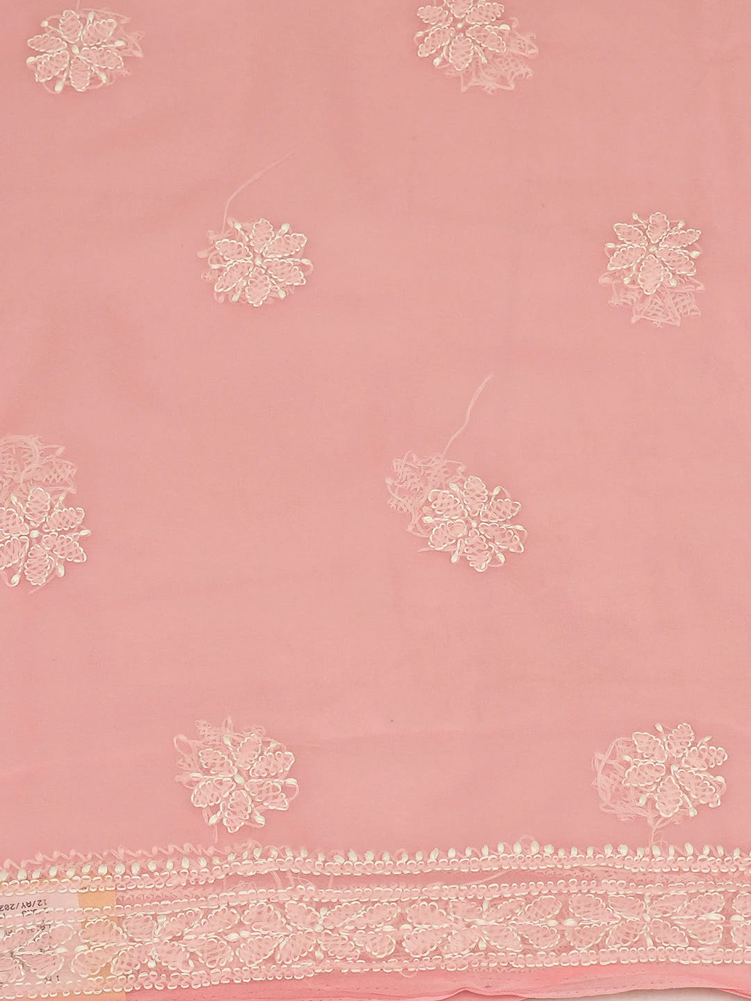 Ada Hand Embroidered Peach Georgette Lucknowi Chikankari Unstitched Kurta Piece 01A715915