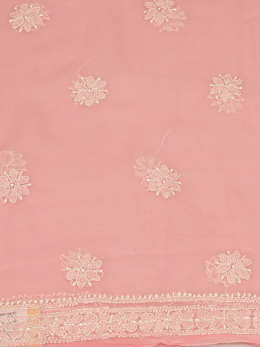 Ada Hand Embroidered Peach Georgette Lucknowi Chikankari Unstitched Kurta Piece 01A715915