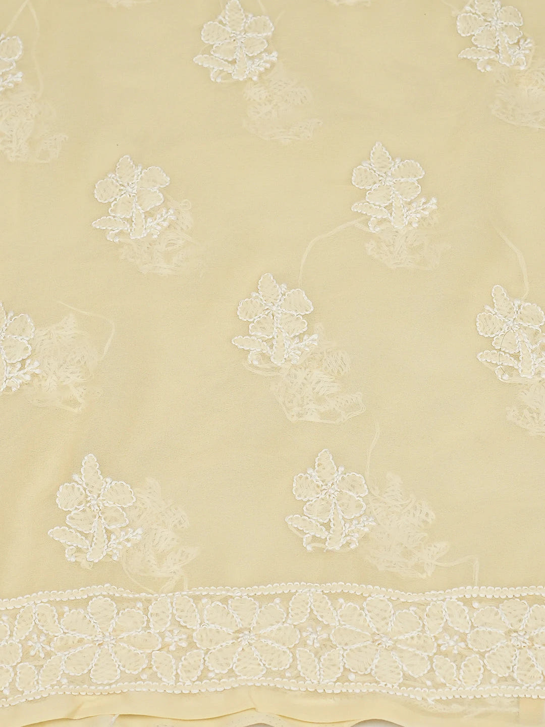Ada Hand Embroidered Light Fawn Georgette Lucknowi Chikankari Unstitched Kurta Piece 01A715909