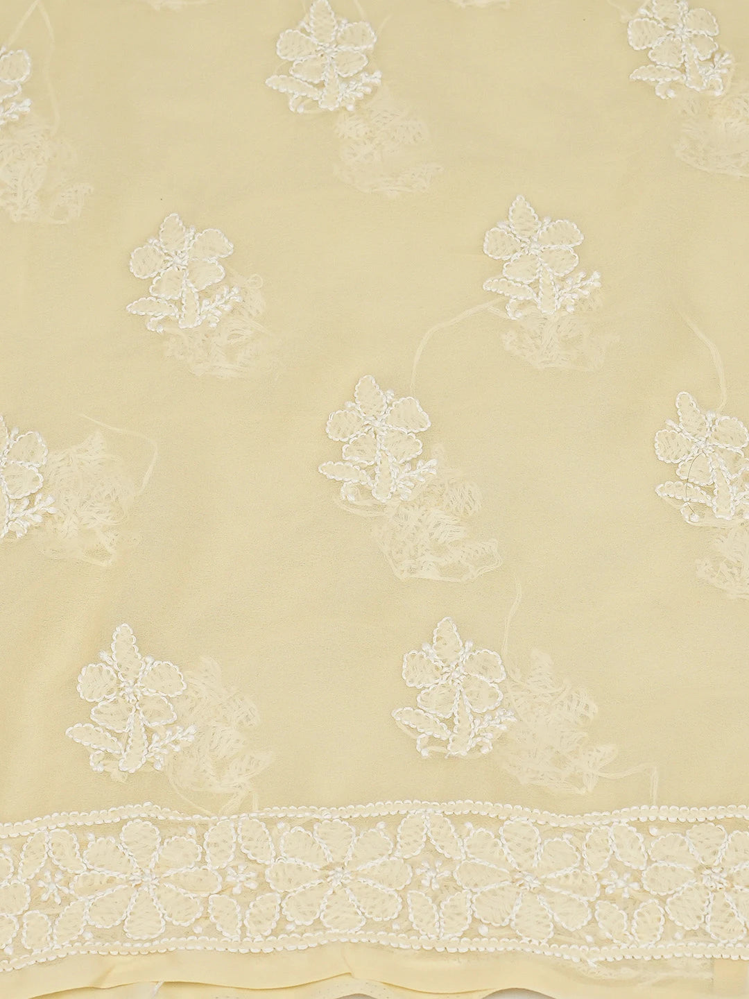 Ada Hand Embroidered Light Fawn Georgette Lucknowi Chikankari Unstitched Kurta Piece 01A715909