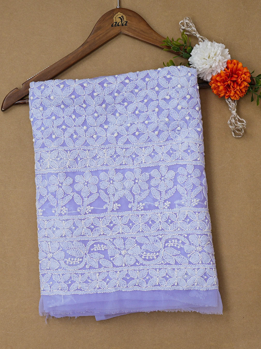 Ada Hand Embroidered Mauve Georgette Lucknowi Chikankari Unstitched Kurta Piece 01A715902