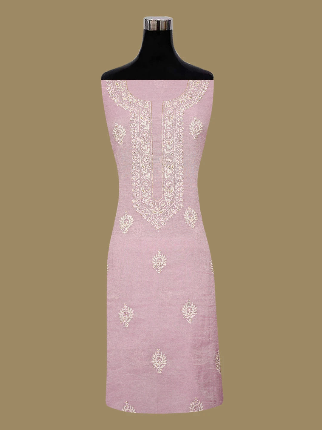 Ada Hand Embroidered Lavender Tissue Lucknowi Chikankari Unstitched Kurta Dupatta Set With Cutdana Work 01A614852