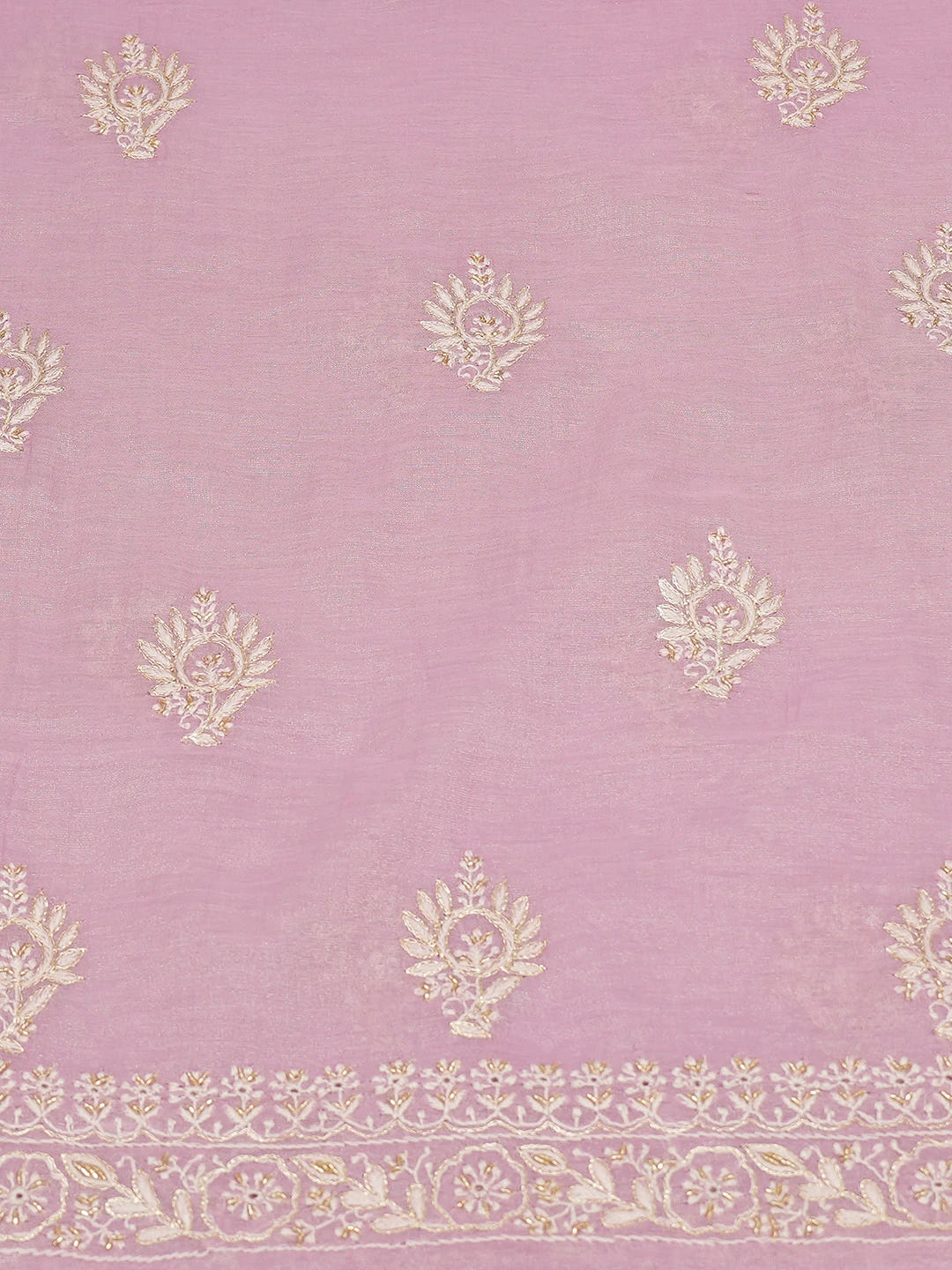 Ada Hand Embroidered Lavender Tissue Lucknowi Chikankari Unstitched Kurta Dupatta Set With Cutdana Work 01A614852