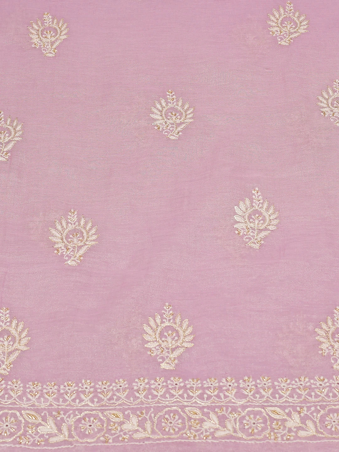 Ada Hand Embroidered Lavender Tissue Lucknowi Chikankari Unstitched Kurta Dupatta Set With Cutdana Work 01A614852