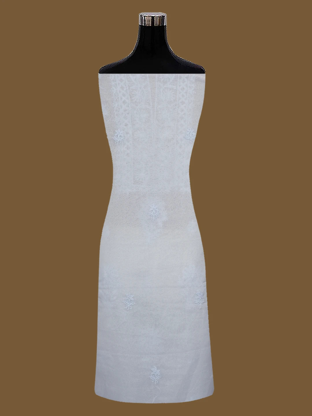 Ada Hand Embroidered Cadet Gray Organza Lucknowi Chikankari Unstitched Kurta Dupatta Set 01A705698