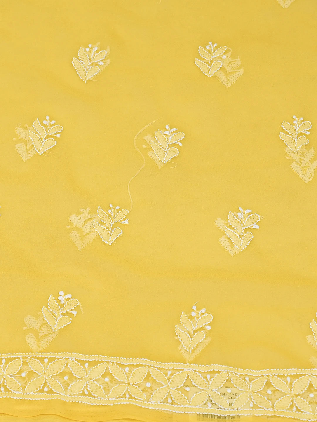 Ada Hand Embroidered Yellow Georgette Lucknowi Chikankari Unstitched Kurta Piece 01A715899
