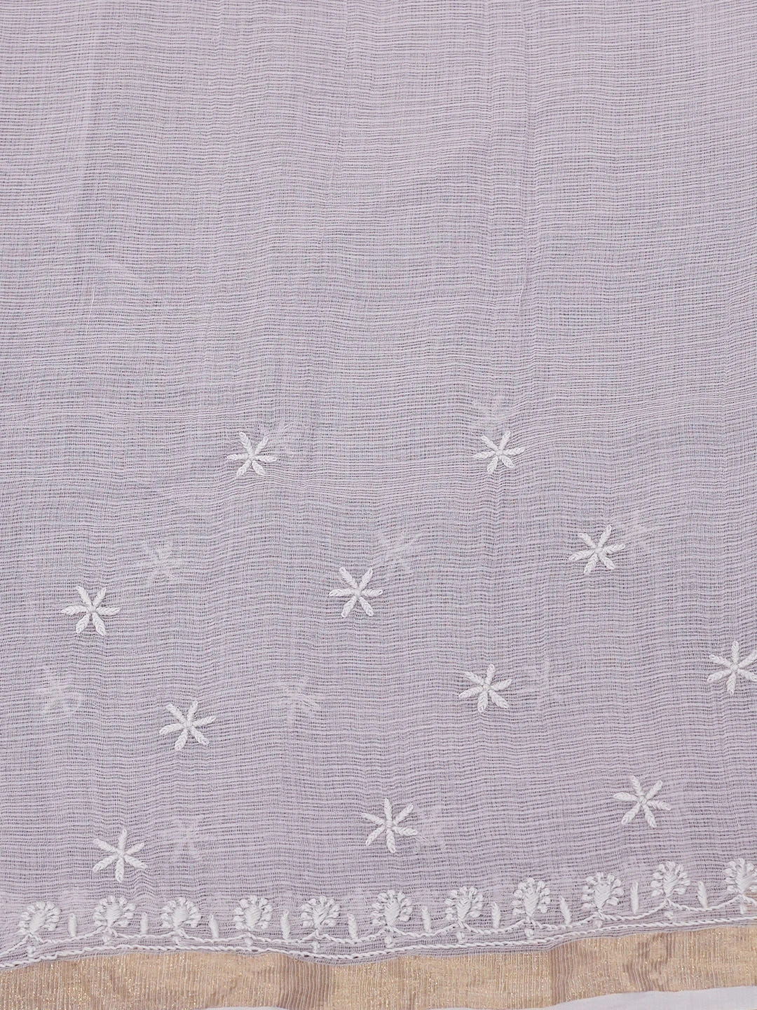 Ada Hand Embroidered Lavender Kota Lucknowi Chikankari Saree With Blouse 01A695705