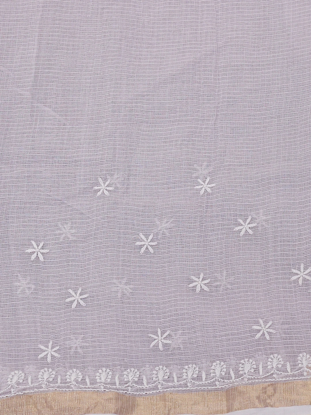 Ada Hand Embroidered Lavender Kota Lucknowi Chikankari Saree With Blouse 01A695705