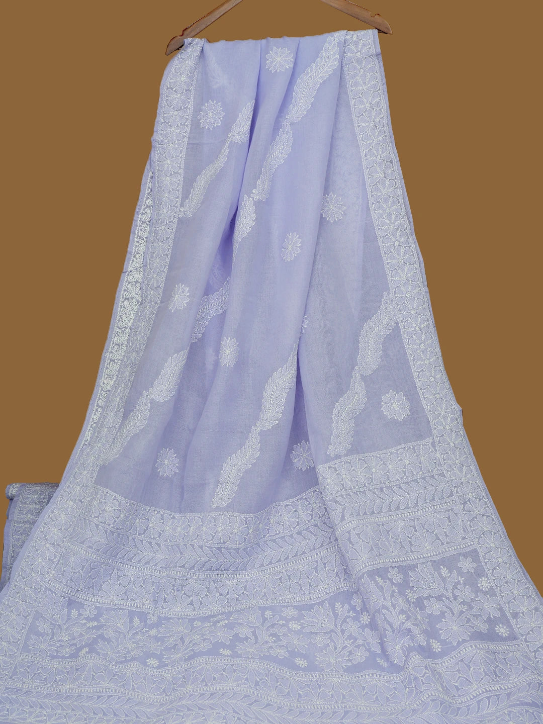 Ada Hand Embroidered Mauve Cotton Lucknowi Chikankari Saree With Blouse 01A713076