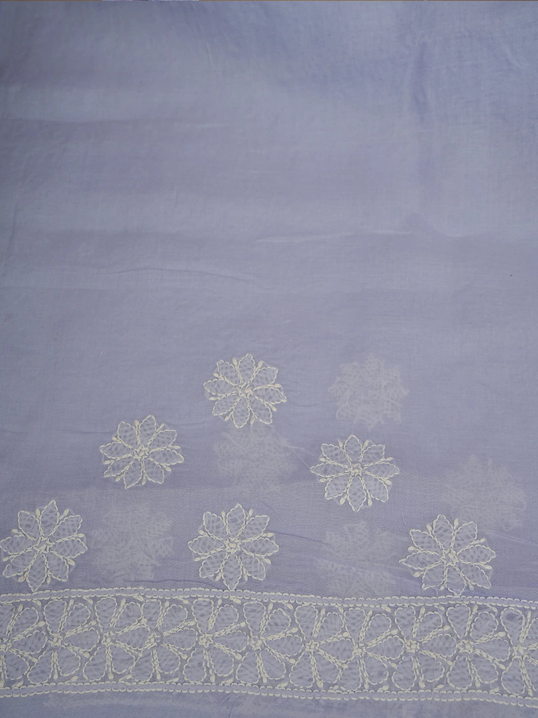 Ada Hand Embroidered Mauve Cotton Lucknowi Chikankari Saree With Blouse 01A713076
