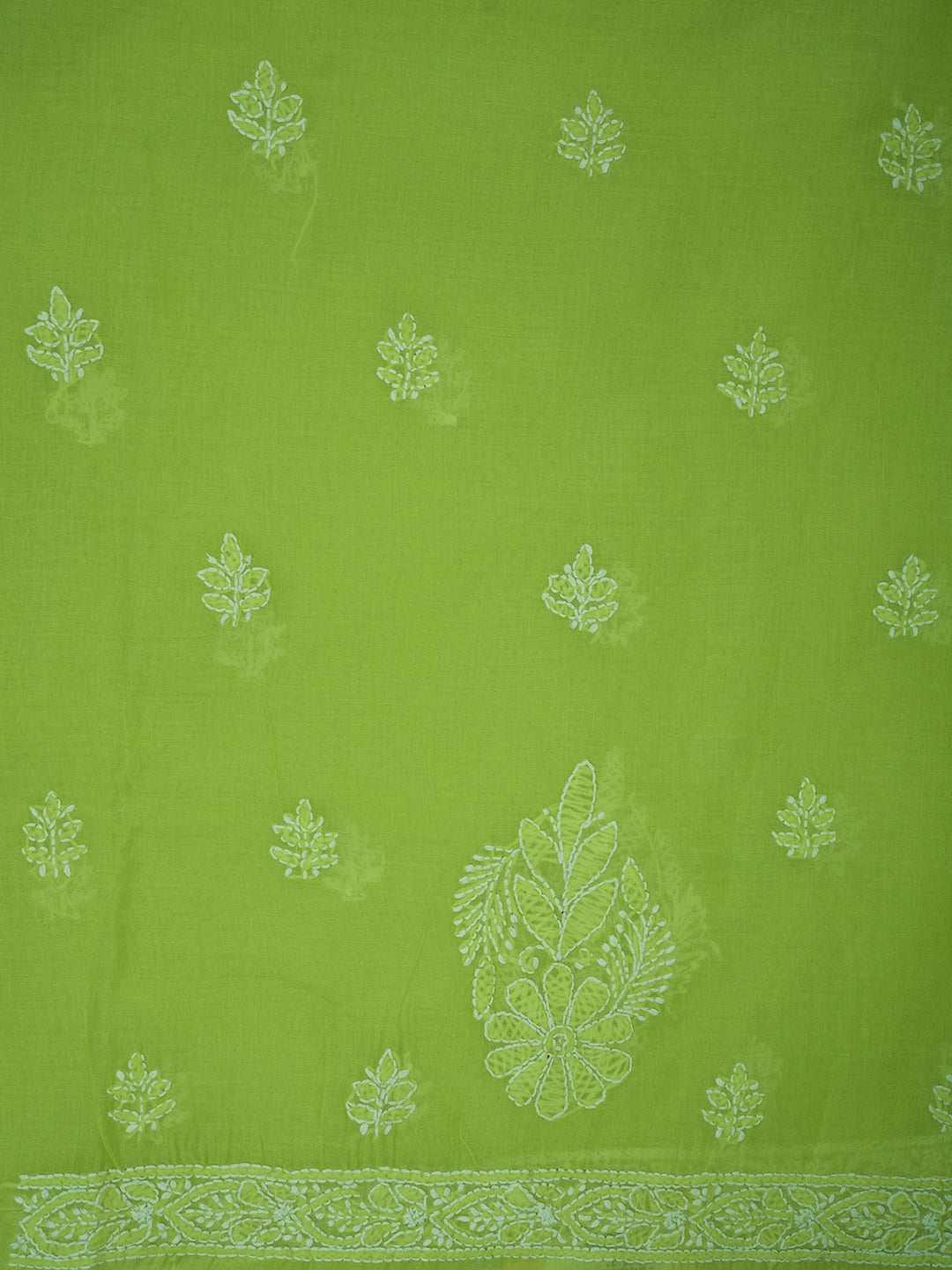 Ada Hand Embroidered Lime Green Cotton Lucknowi Chikankari Unstitched Kurta Piece 01A712127