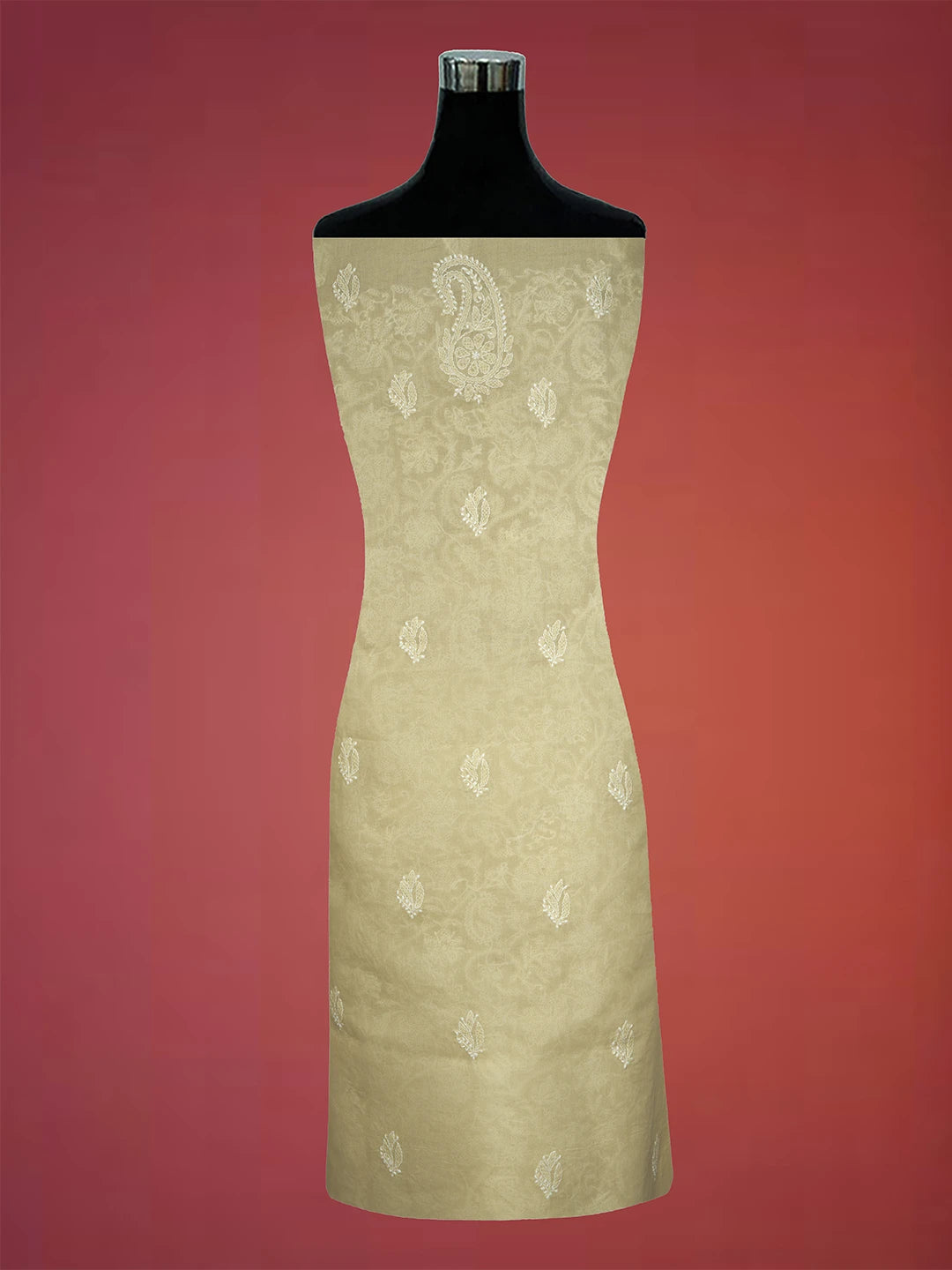 Ada Hand Embroidered Fawn Cotton Lucknowi Chikankari Unstitched Kurta Piece 01A711919