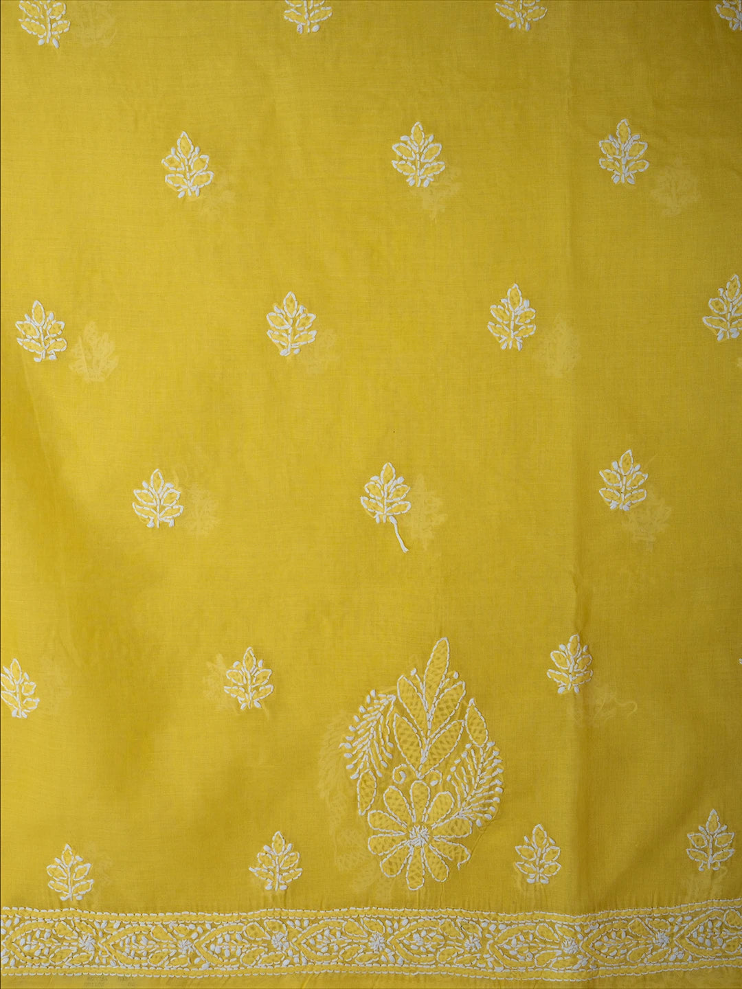 Ada Hand Embroidered Yellow Cotton Lucknowi Chikankari Unstitched Kurta Piece 01A712179