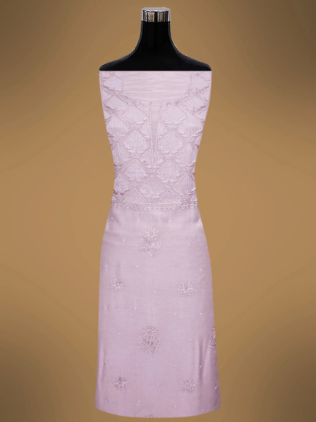Ada Hand Embroidered Mauve Maslin Lucknowi Chikankari Unstitched Kurta Dupatta Set With Cutdana Work 01A713171